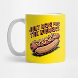 Just Here For The Wieners Funny 4th of July Hot Dog USA Mug